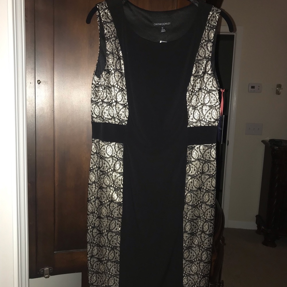 Cynthia Rowley dress black w/lace overlay